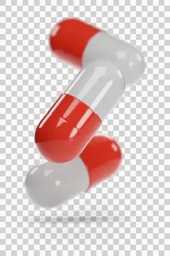Pills red an white isolated on white background. 3d illustration. Stock Illustration