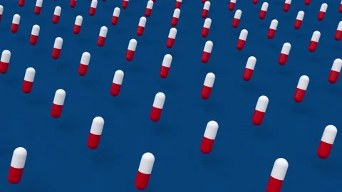 Pills rotating on blue background animation loop Stock-Footage 143471013