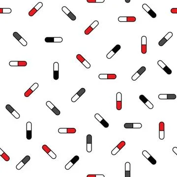 Pills Seamless Vector Pattern. Medicine, Drugs, Vitamins. Vector Background Stock Illustration
