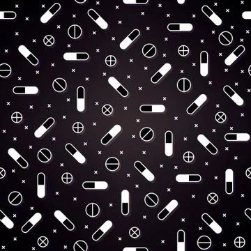 Pills Seamless Vector Pattern. Medicine, Drugs, Vitamins. Vector Background Stock Illustration