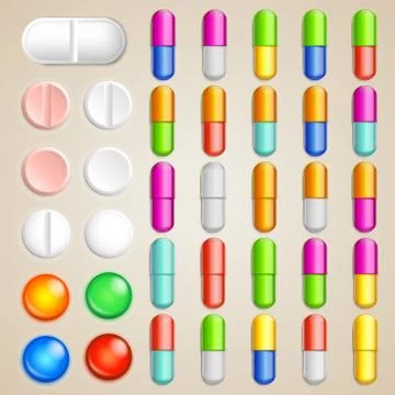 Pills set finish Stock Illustration