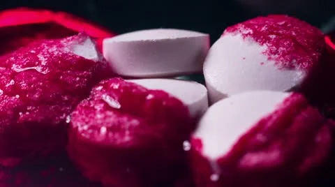 Pills Soak Up Liquid Red Stock Footage 22304839