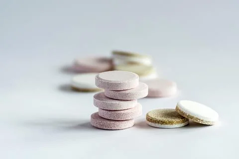 Pills stack and heap Stock Photos