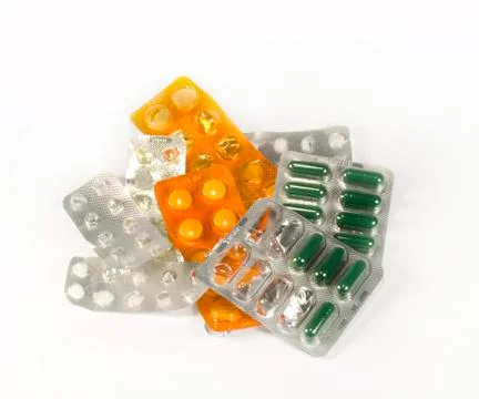 Pills stack isolated Stock-Fotos