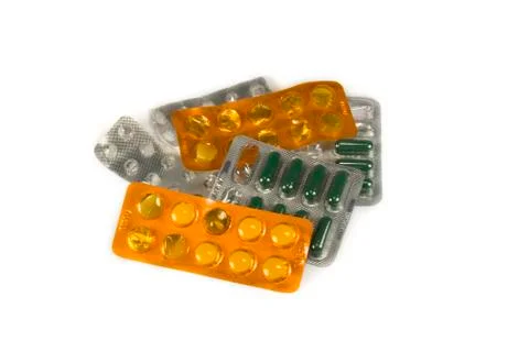 Pills stack isolated Stock-Fotos