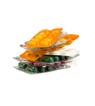 Pills stack isolated Stock-Fotos