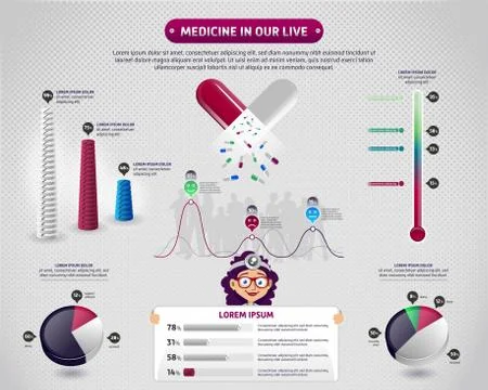 Pills Statistic Infographics Vector 스톡 일러스트
