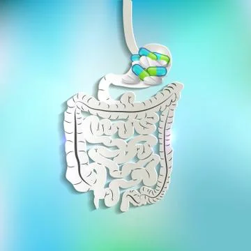 Pills in the stomach Illustrazione stock