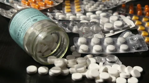 Pills On The Table Stock Footage 40608481
