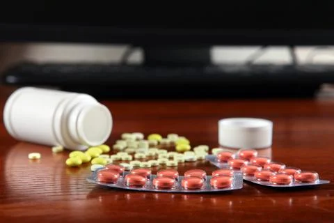 Pills on the Table Stock Photos