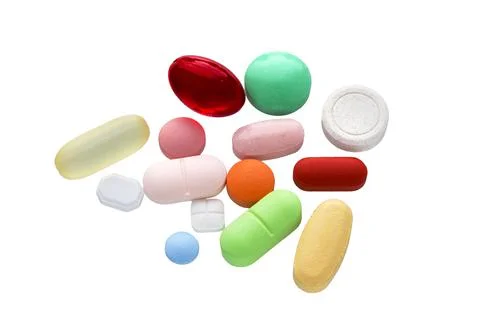 Pills, Tablets isolated on a white background. 스톡 사진