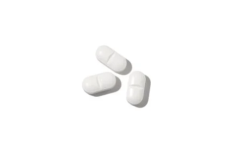 Pills, tablets isolated on white background. Medicine, healthcare concept. Stock Photos