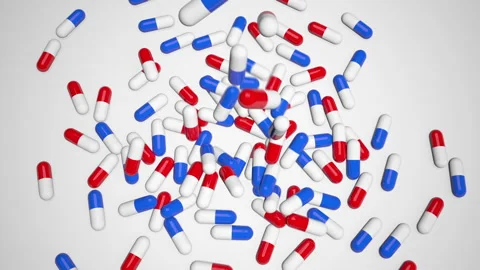 Pills tablets medication falling covering screen Stock Footage 167014288