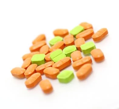 Pills, tablets on white background Stock Photos
