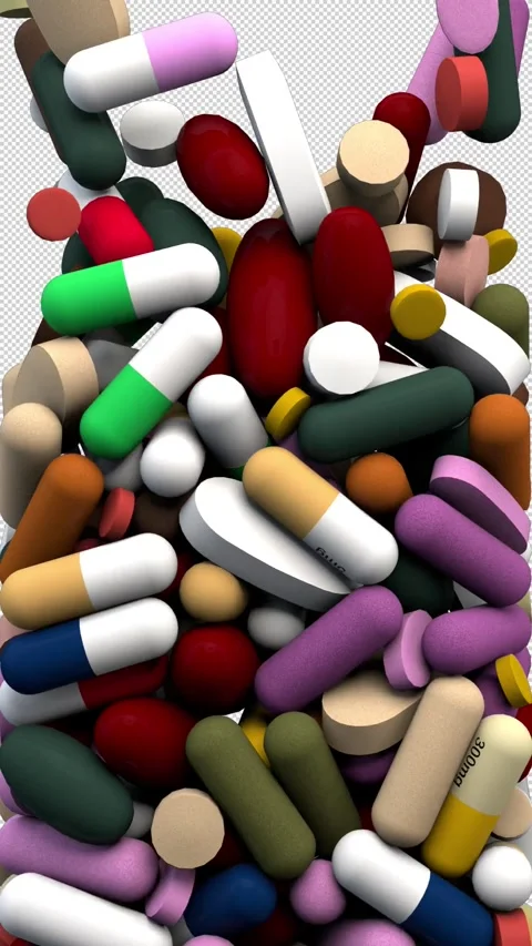 Pills transition – 3d render with alpha channel. Stock Footage 276564787