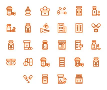 Pills Vector Icon Repository containing 28 Bold Line Retina Ready Pixel Ali.. Stock-Illustration