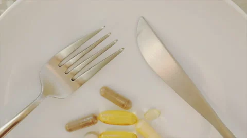 Pills Vitamins and supplements on the table. Selective focus. Stock Footage 171483241