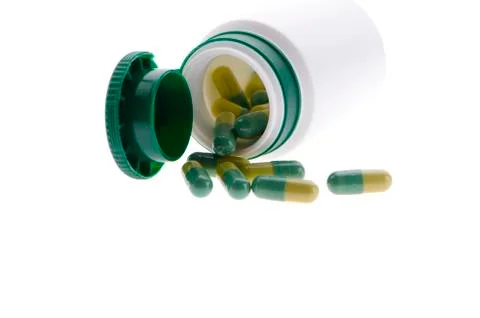 Pills on white background 库存照片