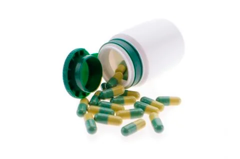 Pills on white background 库存照片