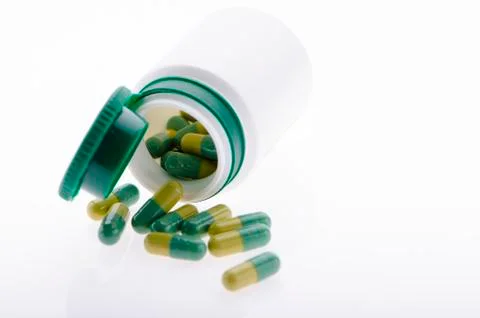Pills on white background 库存照片