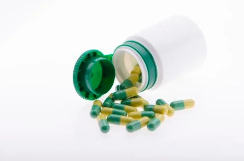 Pills on white background Stock Photos