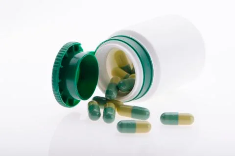 Pills on white background Stock Photos