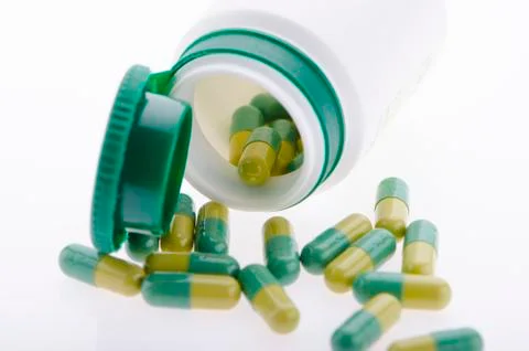 Pills on white background Stock Photos