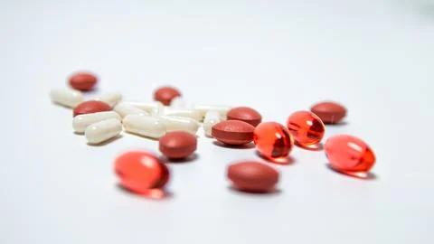 Pills with white background  Stock Photos