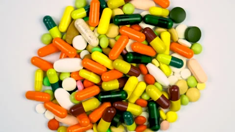 Pills on a white background. selective focus. Stock Footage 150220488