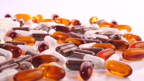 Pills on white background - Turn around Stock Footage 281167624