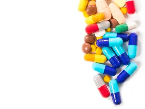 Pills on white Stock Photos