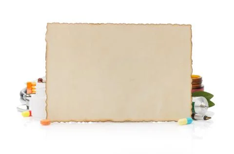 Pills on white Foto stock