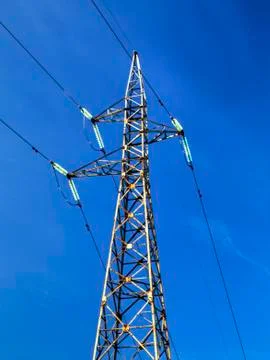 A pilon of overhead power line Stock Photos