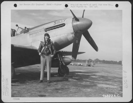 A Pilot Of The 364Th Fighter Group, 67Th Fighter Wing, Poses Beside His No... Stock Photos