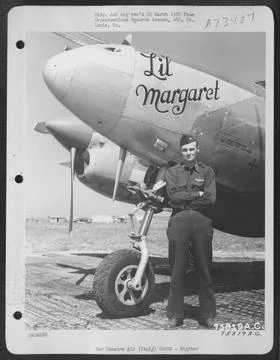 Pilot Of The 94Th Fs, 1St Fg, Poses On His Lockheed P-38 Lightning Lil Mar... Stock Photos