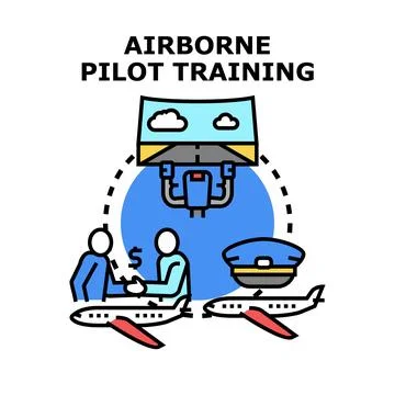 Pilot airborne training program enrollment and flight education Stock Illustration