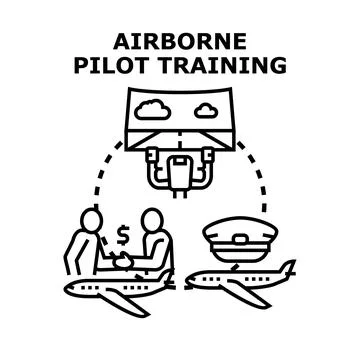 Pilot airborne training program enrollment and flight education Stock Illustration