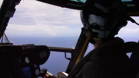Pilot and co-pilot operating military helicopter Video stock 117727744