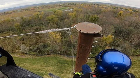 Pilot and electric lineman training Stock Footage 130025948