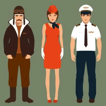 Pilot and stewardess, Stock Illustration