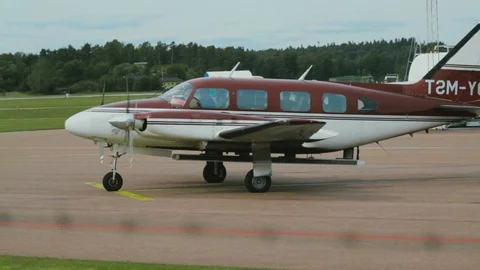 Pilot Attempting to Start Turboprop Engines. First Attempt Does Not Work Stock Footage 99376204