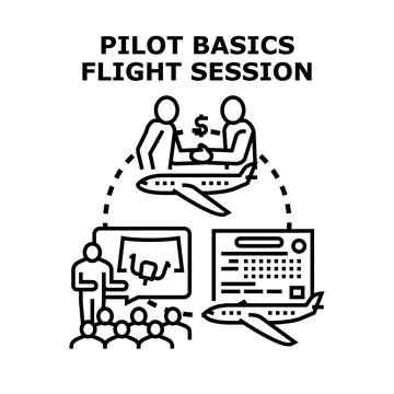 Pilot basics flight session training concept Stock Illustration