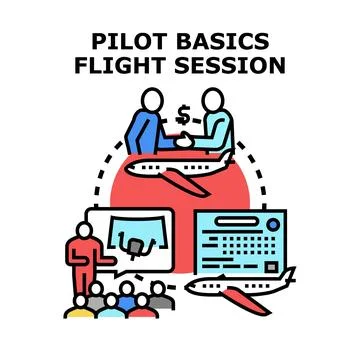 Pilot basics flight session training concept Stock Illustration