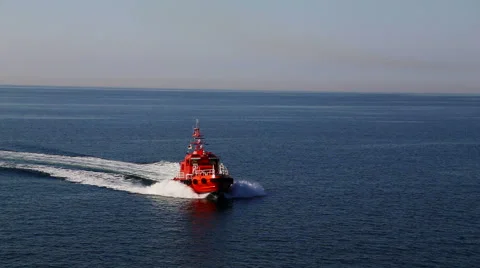 Pilot boat approaching the ship at Baltic Sea July 2016 Video stock 67208913