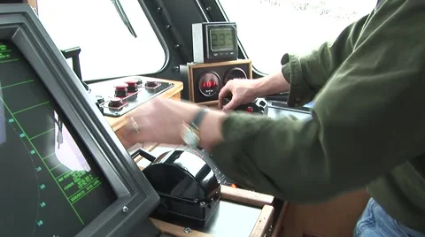 PILOT BOAT CAPTAIN AT CONTROLS Stock Footage 55773044