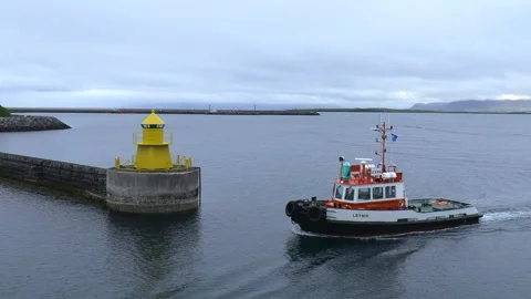 Pilot boat in Iceland Stock Footage 172158707