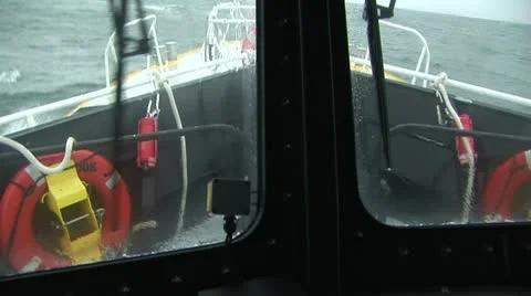 Pilot boat with life preserve Stock Footage
