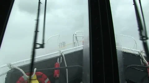 Pilot boat navigating through big waves on the Columbia River, Oregon USA Stock Footage 22410454