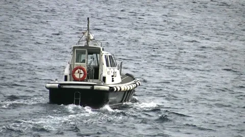 Pilot boat for passenger ship Stock-Footage 32742533