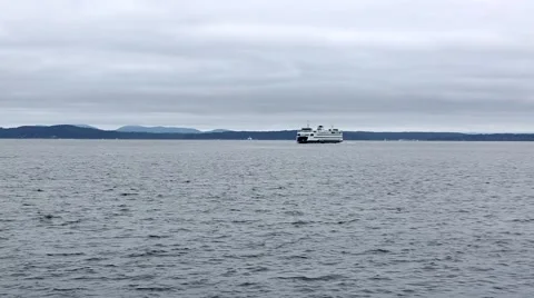 Pilot Boat Passing in Front of Ferry on Puget Sound Video stock 51788173
